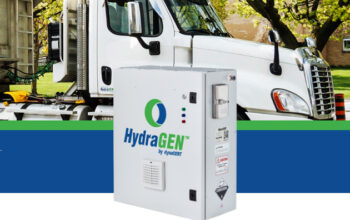 Sistema de injeção de hidrogênio HydraGEN™ da DynaCERT em caminhões de mineração para redução de emissões e aumento da eficiência de combustível.